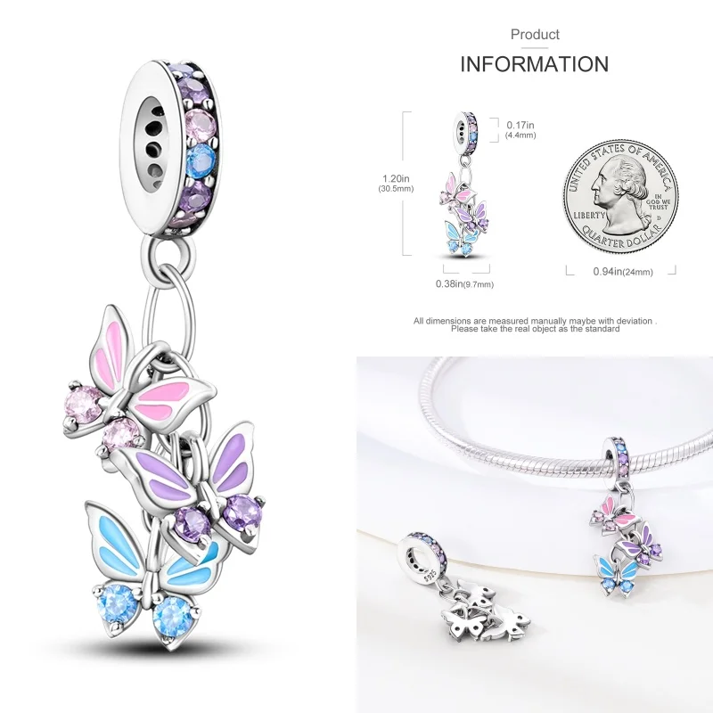 2024 New in Pink Series Charms 925 Silver Perfume Butterfly Beads Pendent Fit Original Pandach Charm Bracelet DIY Women Jewelr