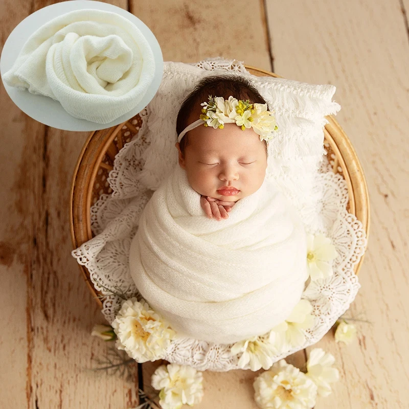 Knitted Newborn Photography Props Baby Handmade Bear Hat + Wrap 2pcs/Set Baby Swaddle Blanket Props Studio Photo Accessories