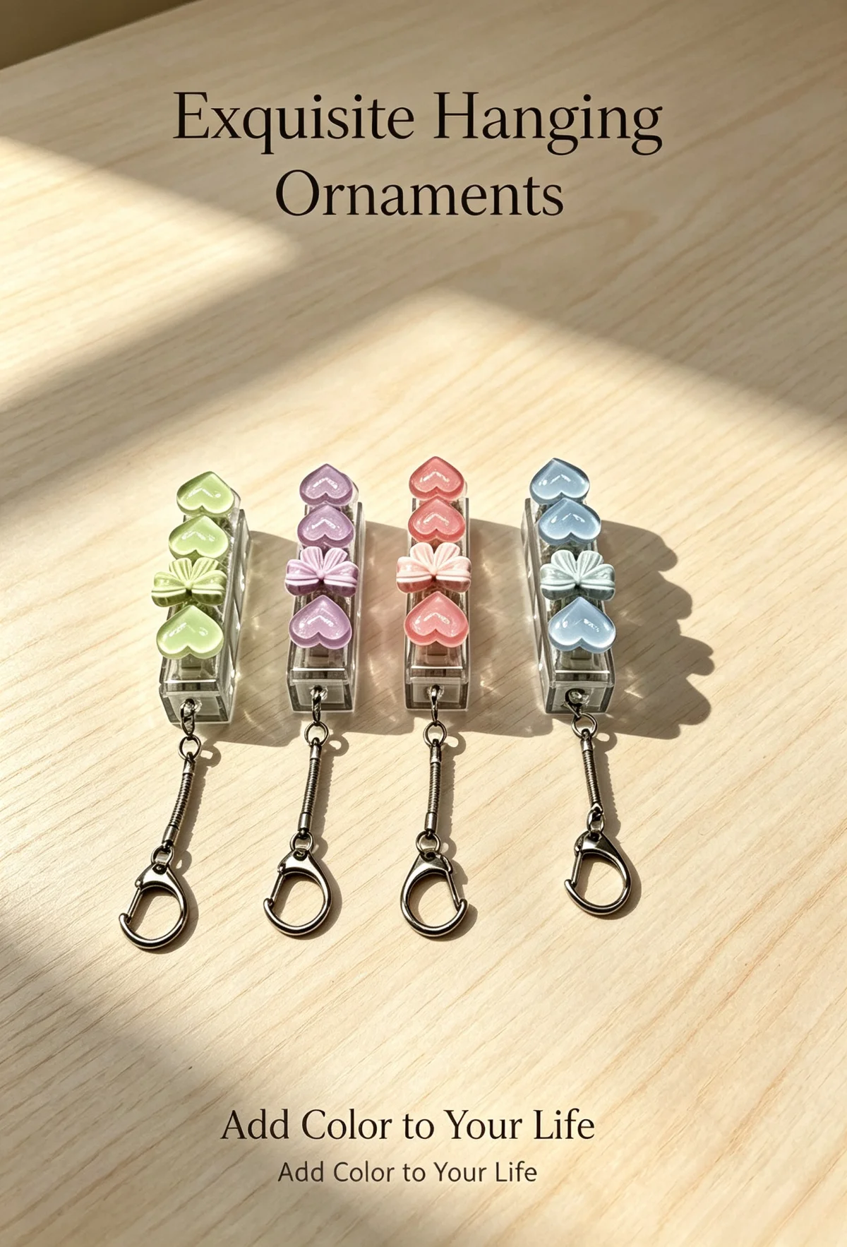 Stressabbau-Herz-Tastatur-Fidget-Schlüsselanhänger, transparenter Kristallharz-Druckknopf-Schlüsselring, Dekompressions-Anhänger, Taschenanhänger, Geschenk – Detail 2