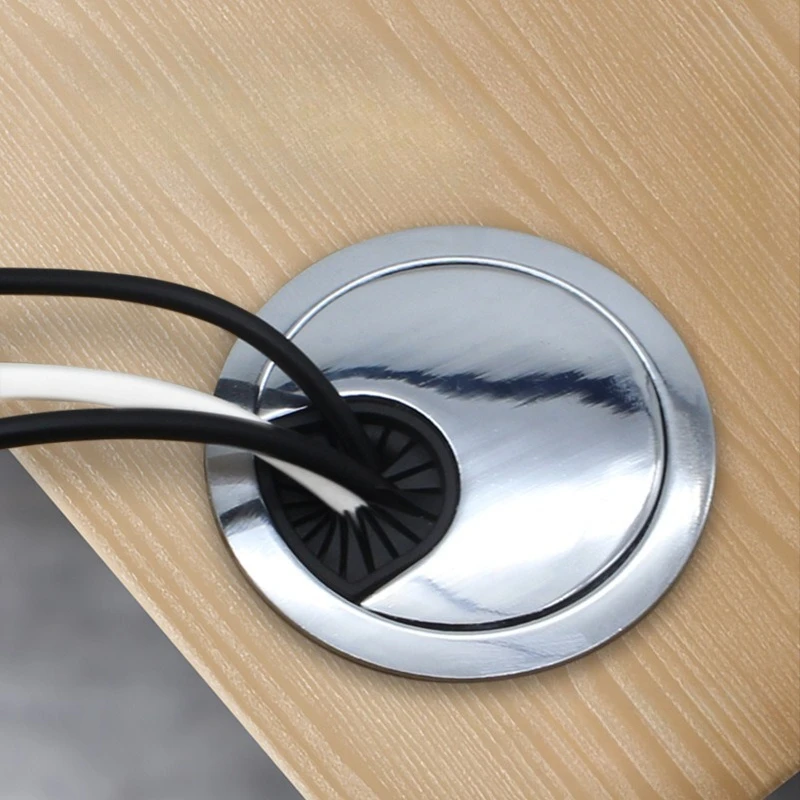 Factory Wholesale Supply Zinc Alloy Desk Wire Hole Cover Round Computer Cable Grommet Office Desk Wire Organizer Box Durable