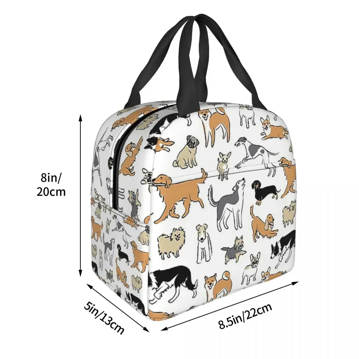 Border Collie Lunch Bags Insulated Bento Box Lunch Tote Leakproof Picnic Bags Thermal Bag for Woman Kids Work