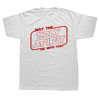 Novelty Super Awesome May The Holy Spirit Be with You T-shirt Christian Bible Cotton Short Sleeve Birthday Personalized T-shirt