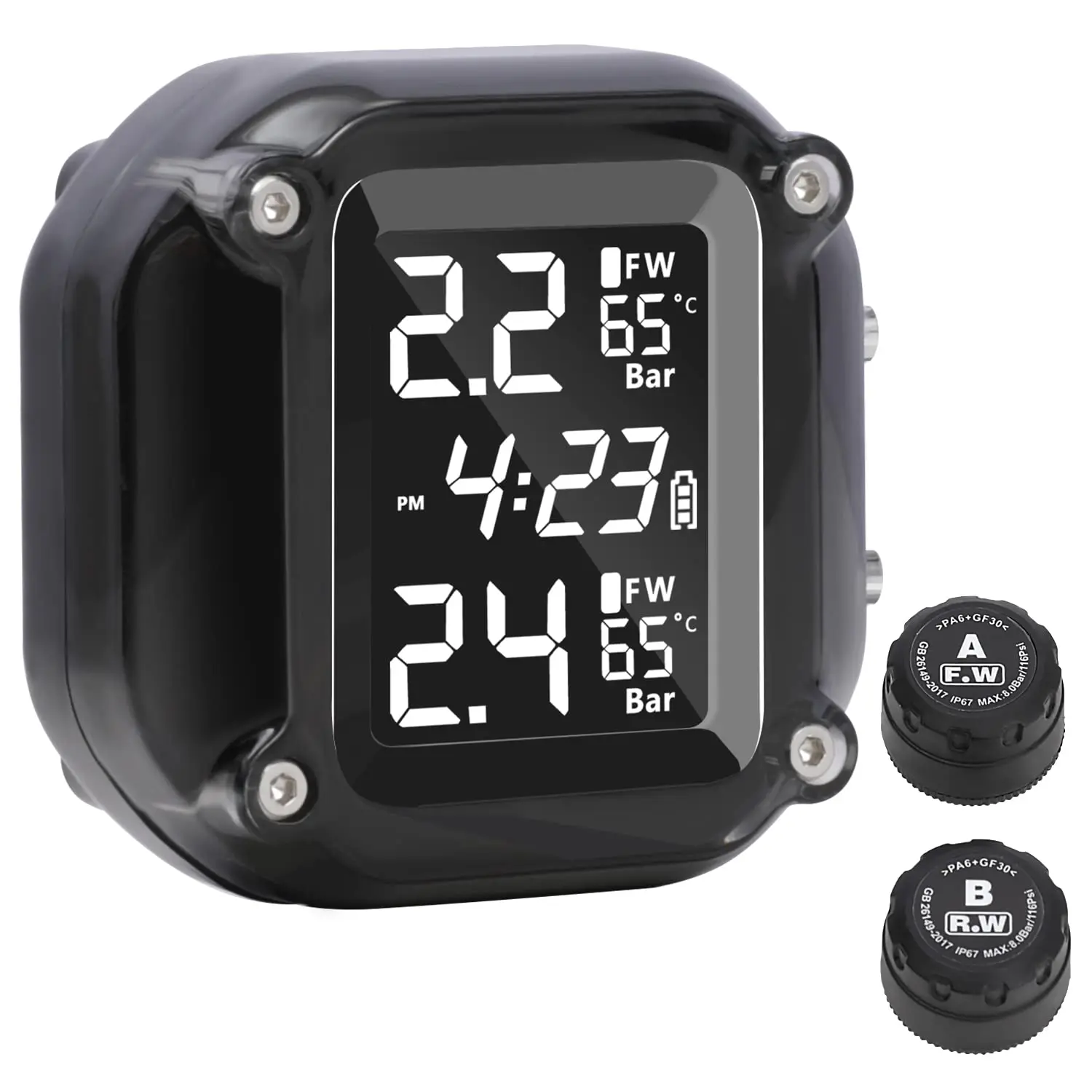 Motorcycle Bike 2 Wheels Digital Wireless Real Time Tire Pressure Monitoring System Motorcycle External/ Internal Sensor TPMS