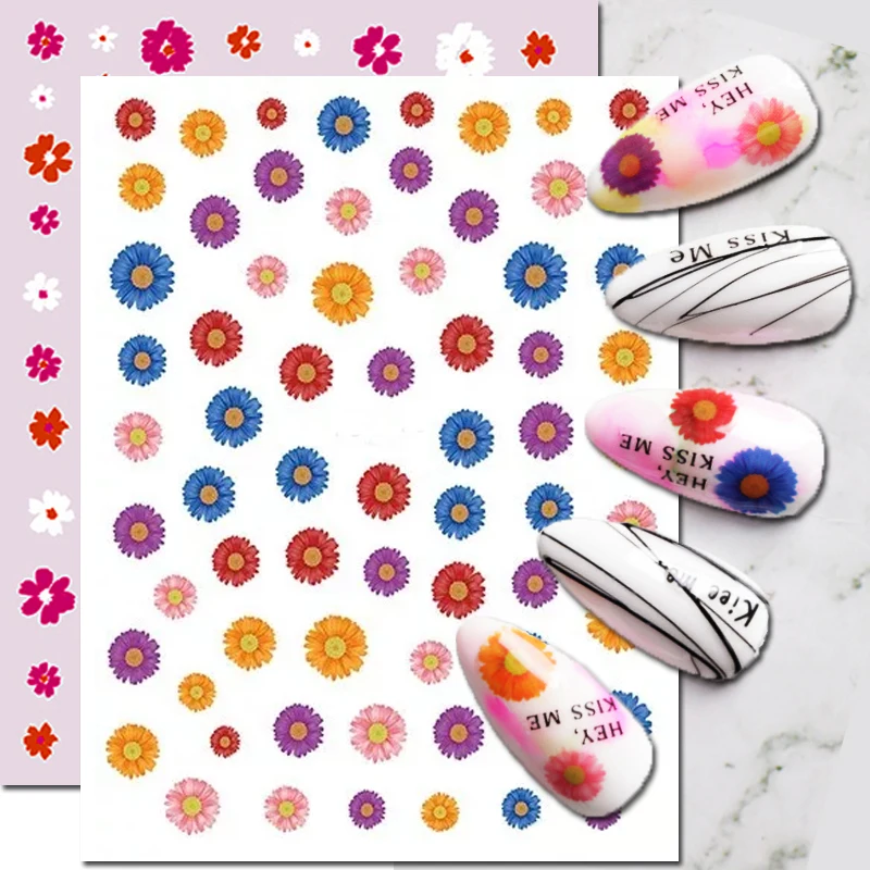 

Nail Art Decals Spring Summer Colorful Daisy Petals Flowers Back Glue Nail Stickers Decoration For Nail Tips Beauty