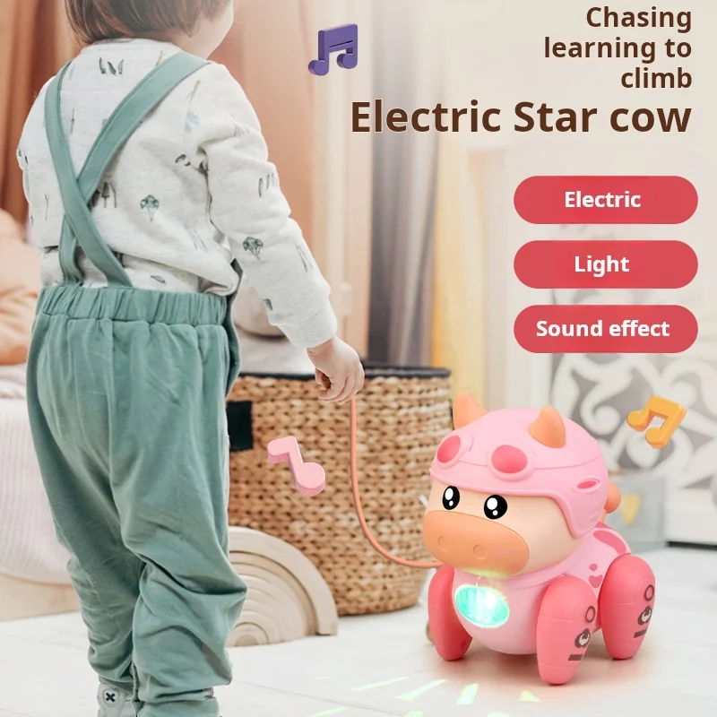 Cute Music Cow Toy For Kids - Dancing Crawling Toy, Can Light Up, Simulates Walking, ChasingLearning To Climb, Perfect Halloween