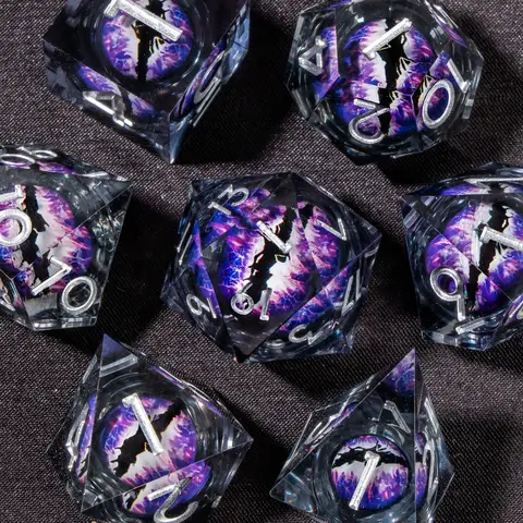 DND Liquid Core Dice Set D&D, Sharp Edge Resin Dungeon and Dragon Dice, Role Playing RPG D and D Dice D20 D12 D10 D8 D6 D4