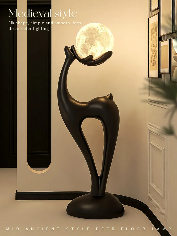 Art deer floor lamp living room sofa next to high-end ornaments retro lamps bedroom medieval atmosphere desk lamp