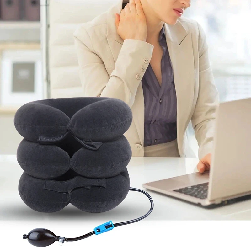 Neck Support Cushion Inflatable Air Cervical Neck Traction Device Pain Stress Relief Tractor Support Massage NECK Pillow