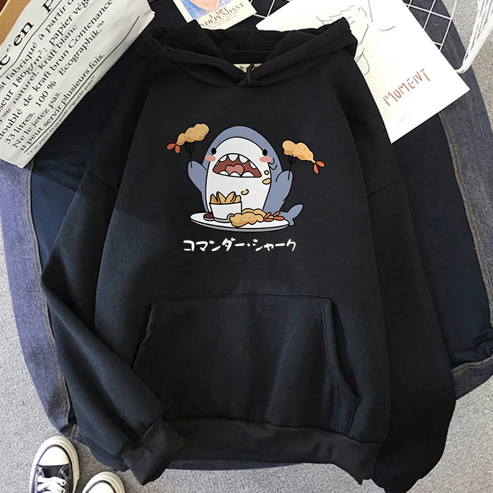 Final Fantasy XIV Hoodies Female Popular Kawaii Clothes Cartoon Shark Graphic Printed Hoody Autumn Oversized Casual Sweatshirts