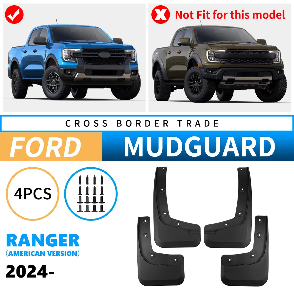 

Car Mud Flaps for Ford Ranger 2024 US Version Splash Guards Fender Mudguard Long Using Life Exterior Parts