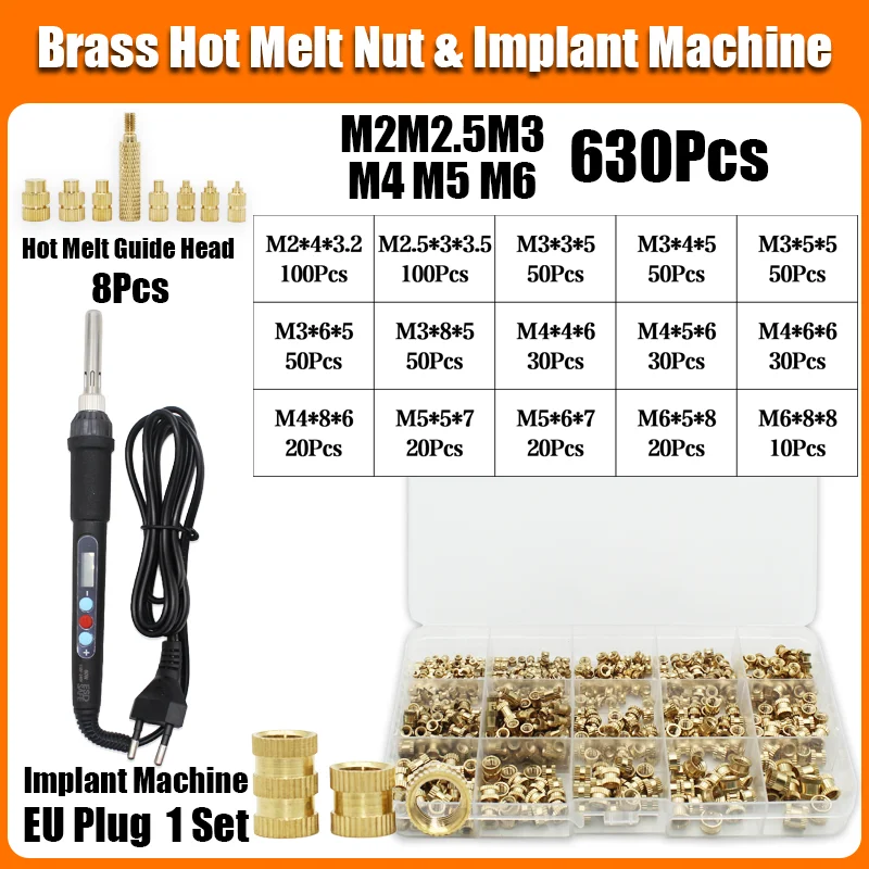 Messing-Wärme-Set-Einsatzmutter, elektrischer Lötkolben, 60 W, LCD-Digitalanzeige, einstellbare Temperatur, 220 V/110 V, 3D-Drucker, Kupfermutter – Detail 17