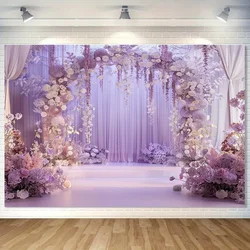 Dreamy Flower Wedding Arch Background Cloth - Photography Background Cloth, Suitable for Ceremony and Birthday Party Decoration