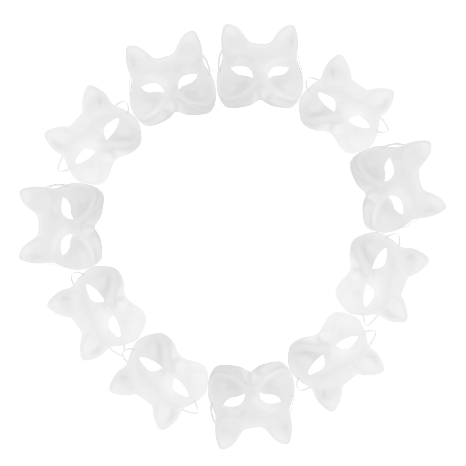 

20 Pcs Mask DIY Paper Cat Masquerade Animal Paint Blank Masks White Plain Gem Miss