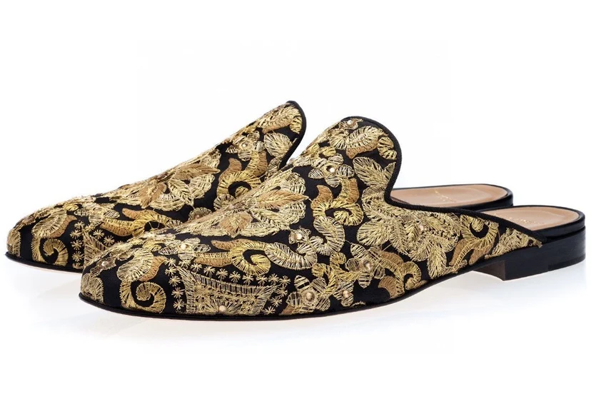 

LTTL полутапочки на плоской подошве с вышивкой бриллиантами, пляжные уличные этнические мужские тапочки, удобная резиновая подошва, весна-лето