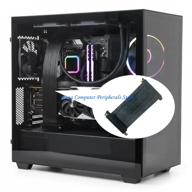 

F68C PCIe4.0 X16 двунаправленный обратный удлинительный кабель для видеокарты Кабель для крепления видеокарты для корпуса ПК