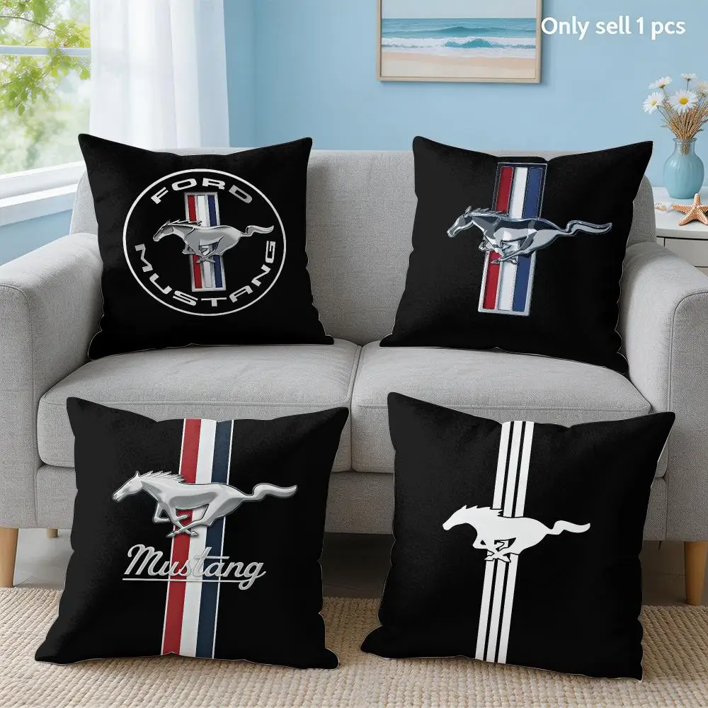 Car Fashion F-Ford M-MustangS Logo Cushion Cover Soft Throw Pillow Cover Hidden Zipper Cutecore Sofa Bedroom Home Decor