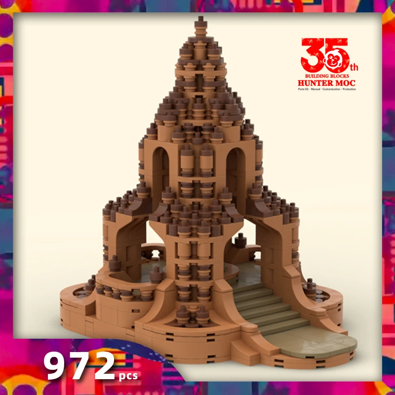 MOC Small Hindu Temple Building Blocks Set Parthenons Castle Tower Architecture Bricks Toys For Child Holiday Gift Modular Castl