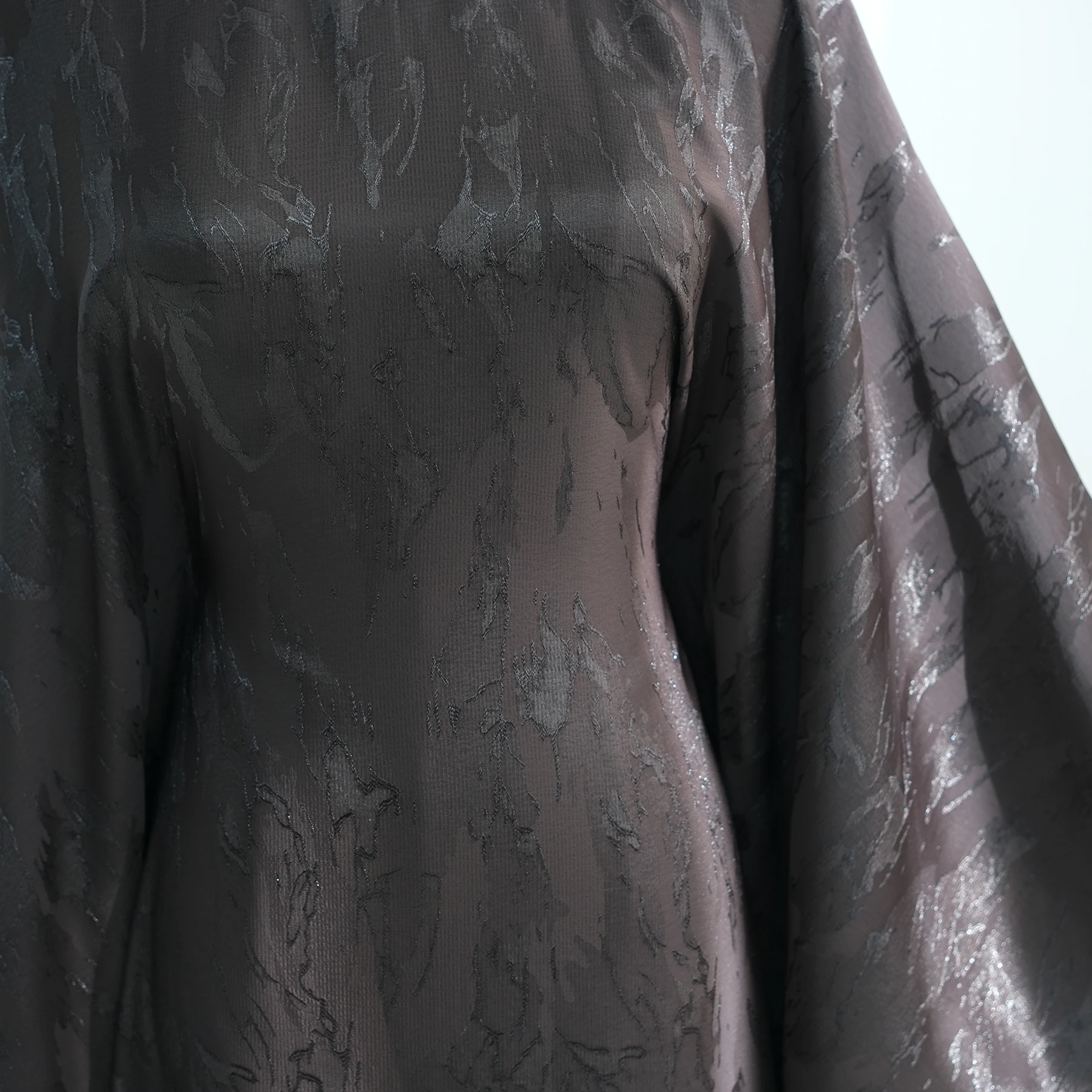 Extra-Loose-Fit Jacquard Satin Kaftan Abaya Dress-Bulit-in Waist Belt. Ramadan Eid Muslim Caftan Dress Hijabi Islamic Clothing