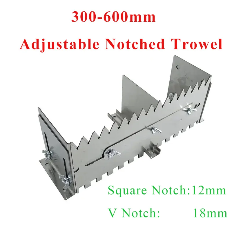 400-800mm Adjustable Dual Use V-notch Trowel and Square Notch Trowel for Fast and Equal Application of Adhesive on the Floor