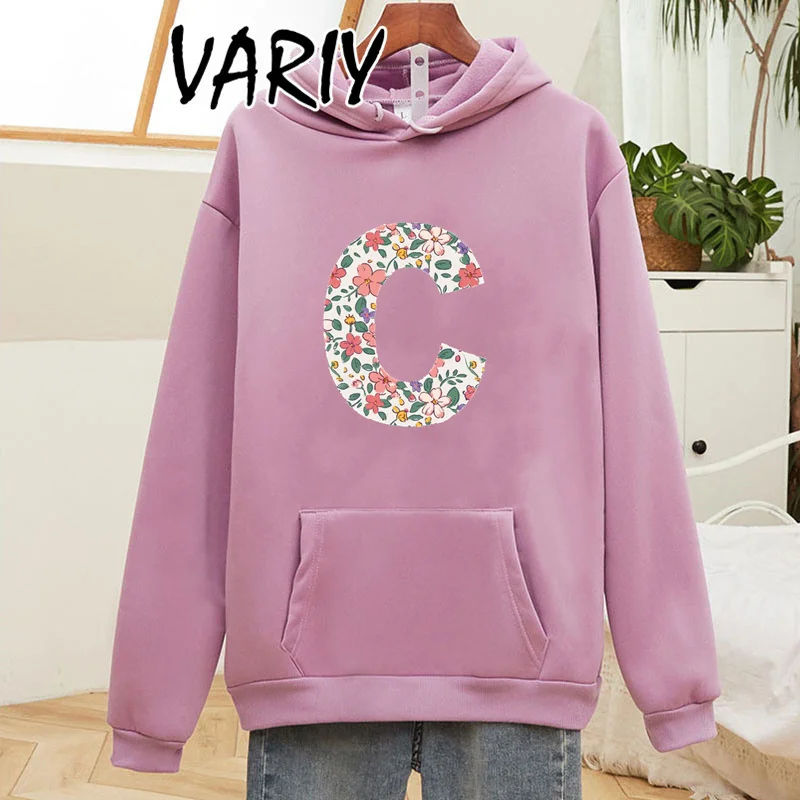 Inverno in pile C lettera stampata Harajuku stampa pullover spesso allentato donna felpe con cappuccio felpa femminile O-collo Casual dropshipping