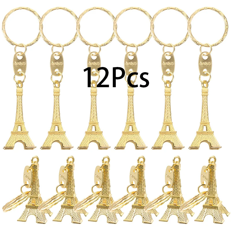 

12Pcs Paris Eiffel Tower Keychain Metal Tower Pendant Keyring Bag Small Gift France Souvenirs Gift