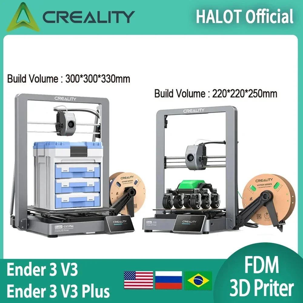 Creality Ender-3 V3 Plus CoreXZ 3D 프린터, 빠르고 안정적인 600 mm/S 속도, Creality Ender 3 V3 3D 프린터 최고 노치 압출기 키트