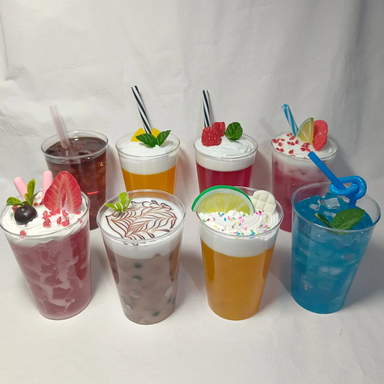 Simulation Ice Cream Milk Tea coffee Fruit Ice Cup Model Fake Cake Photography Props Food sample Tea Table Decoration