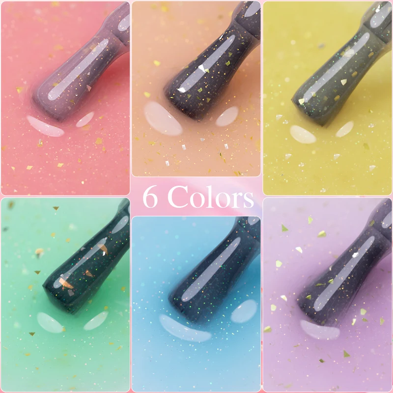 PUENTE Bunte Bonbonfarben Glitzerverlängerung Nagelgelpoliermittel Selbstnivellierende Nagelverstärkung Soak Off Nail Art Lack Kit