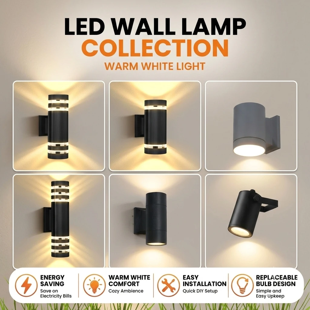 Waterproof LED Wall Lights  Replaceable Light Bulb E27 Wall Lamp for Modern Home Outdoor Interior Stairs Lighting Decoration