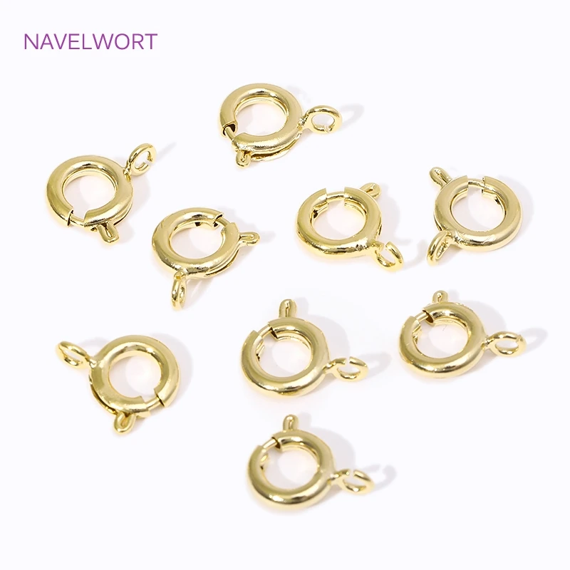 14K/18K Gold Plated Brass Spring Clasps,5/5.5/6/7mm Round Spring Clasps Connector,Clasps For Bracelets ,DIY Jewelry Accessories - Image 4