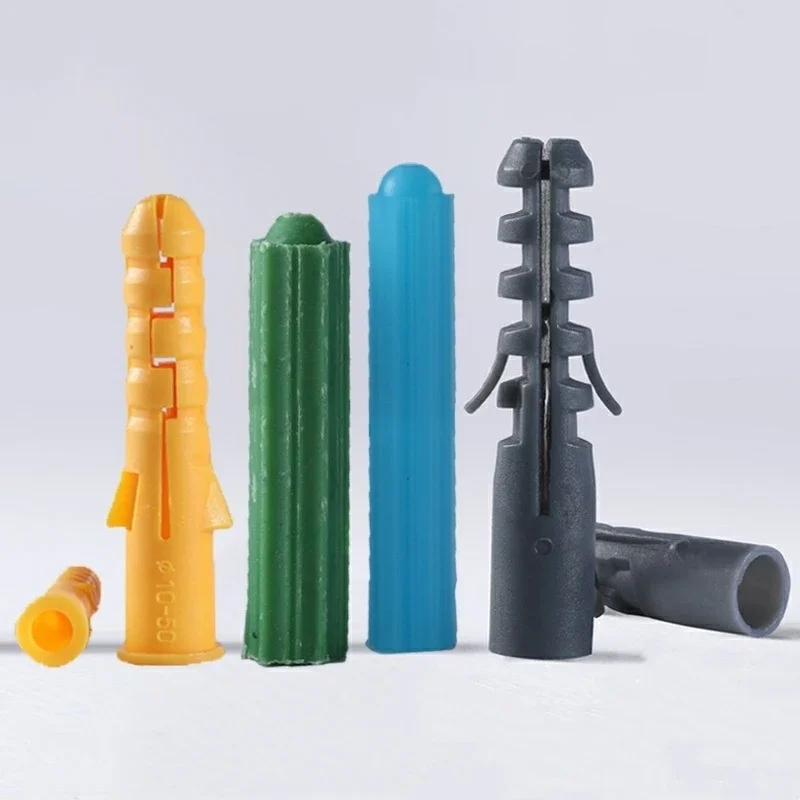 10~100pcs M4m5m6m8m10m12m14 Rubber Expansion Pipe Tube Wall Plugs Ribbed Plastic Anchor Wall For Self-tapping Screws L=20~100mm
