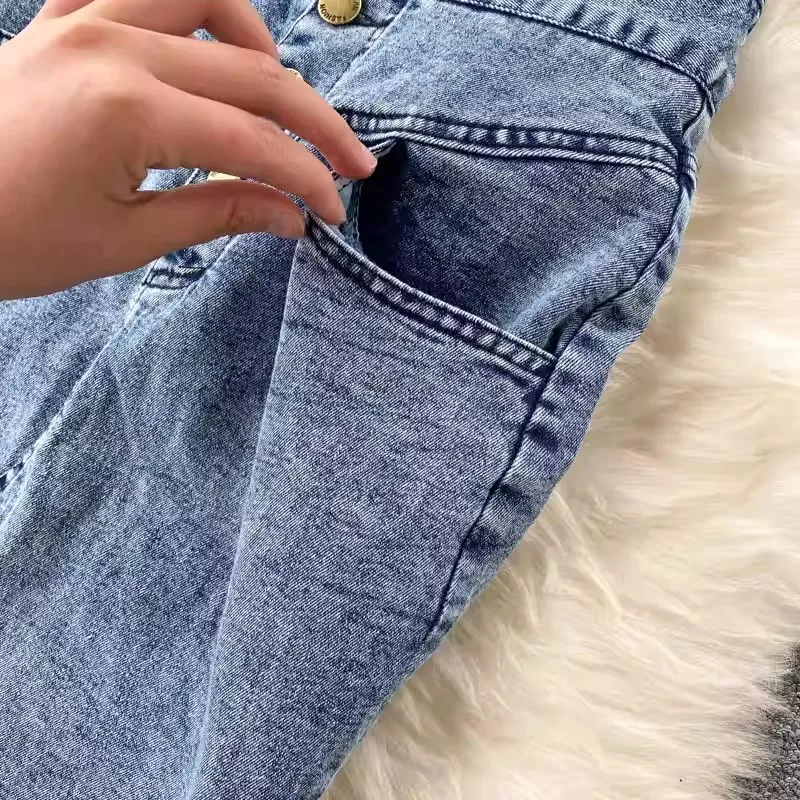 Modisches Skinny High-Waist Ärmelloses Crop-Top 2-Teiliges Jeansrock-Set Damen 2026 Sommer Streetwear Zweiteiler – Detail 7