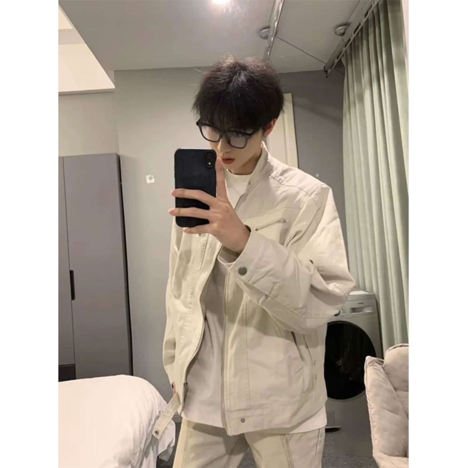 

American Sle Stand Collar Jaet Men's Spring Autumn Winter High ade New Upade Workwear Jaet Trendy Brand Versatile H...