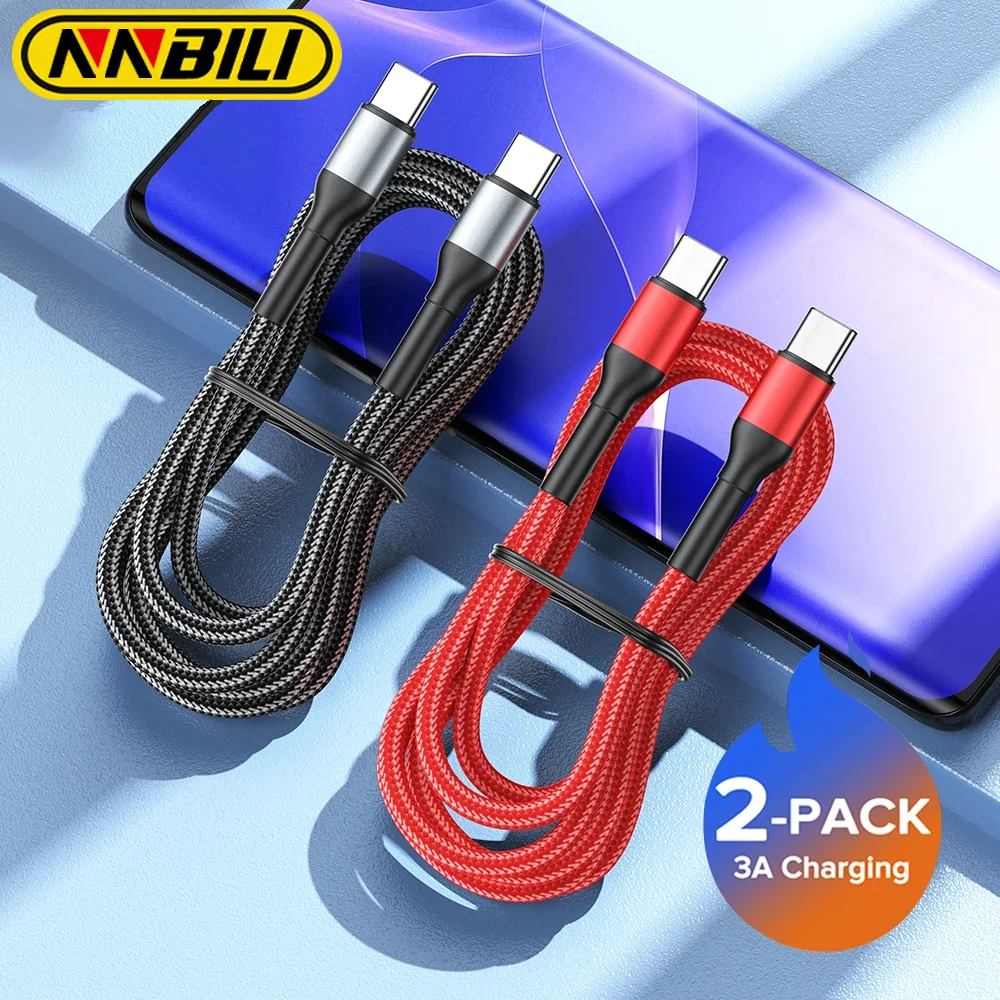 NNBILI 2 Pieces 60W USB Type C To USB C  USB-C PD Fast Charging Charger Wire Cord For Macbook Samsung Xiaomi Type-C USBC Cable