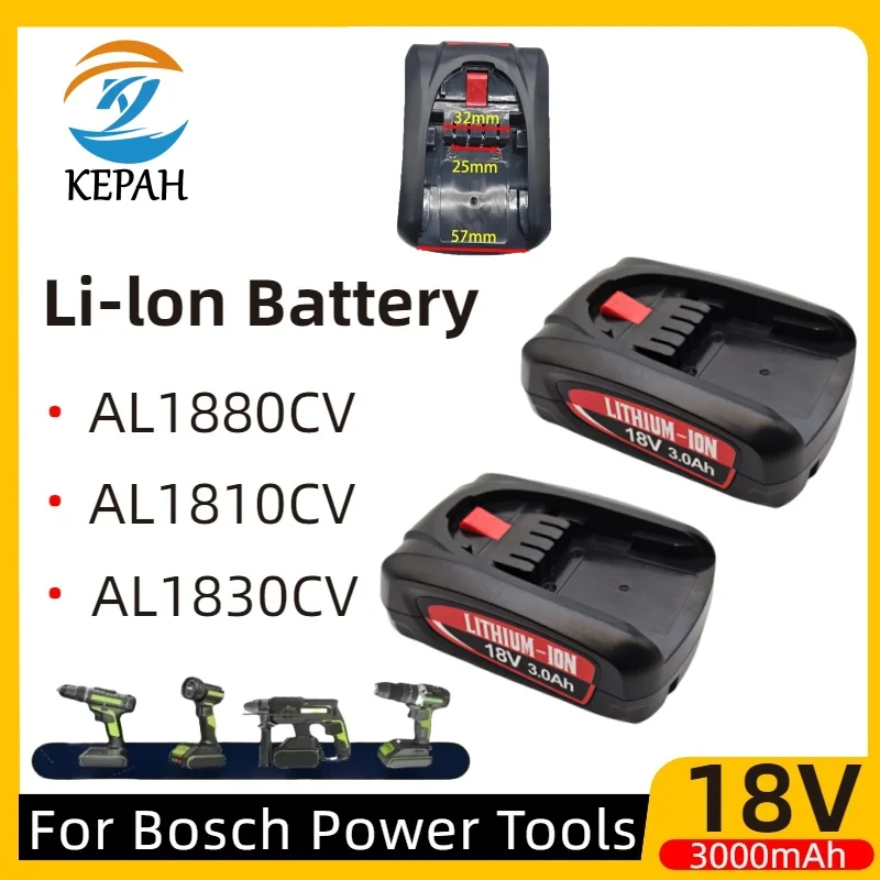 🛒18V 3.0Ah Li-ion Replacement Battery for Bosch PBA PSB PSR 18V Power Tools AL1880CV AL18815CV High Capacity🔋