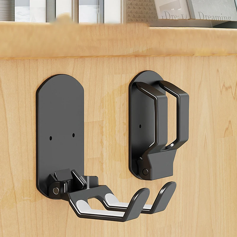 1pc Foldable Desktop Clutter Buster Switch Handle Adhesive Hanging Stand - Space-Saving Wall-Mounted Organizer with Sticky Pad