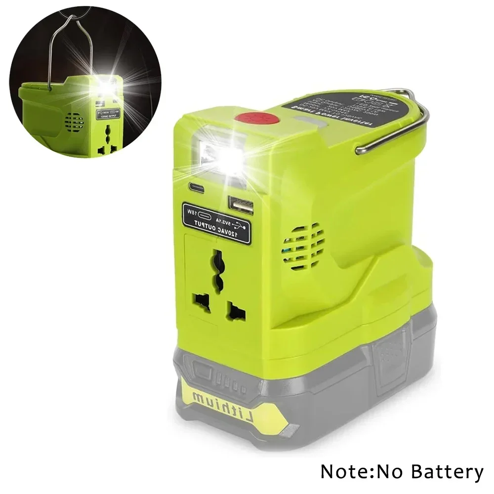 200W Portable Power Station Power Generator With Dual USB 280LM LED Light For Ryobi 18V Lithium Battery Portable Power Inverter