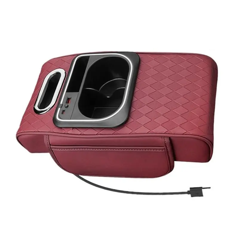 

A33K-Car Rest Organizer With Heightening Pad For Front Seat Storage, Multi-Function Cup& Tissue Holder For Road Trips