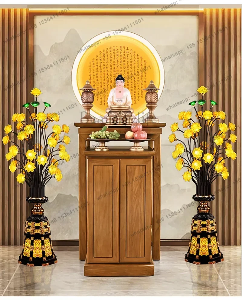 YJ Modern Light Luxury Small Buddha Shrine Cabinet with Altar Table for Home Worship Feng Shui Decor