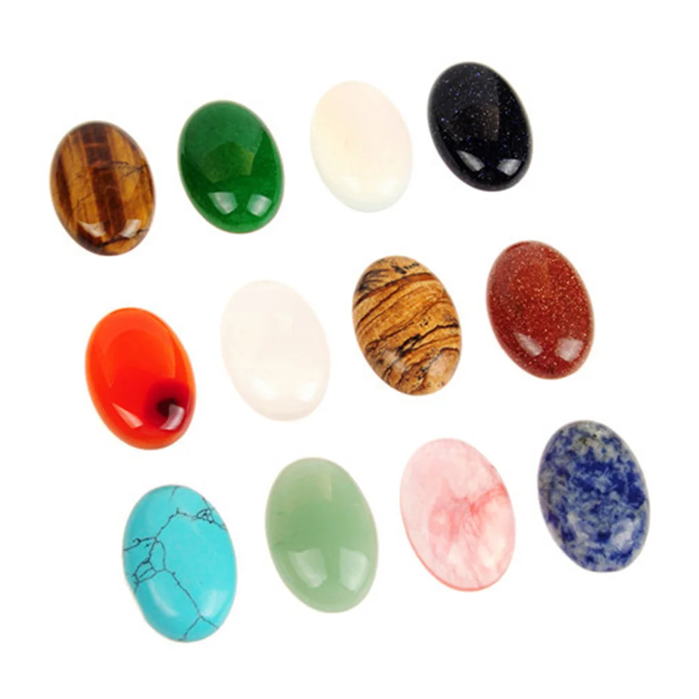 10Pcs Natural Stone Jewelry Accessories Unique Polished Cabochons DIY Crafts Flat Back No Holes Mixed Color Bulk