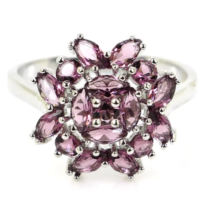 

Customized 925 SOLID STERLING SILVER Rings Unique Pink Tourmaline Green Amethyst Kunzite Purple Amethyst Gift For Sister Sz 5.5