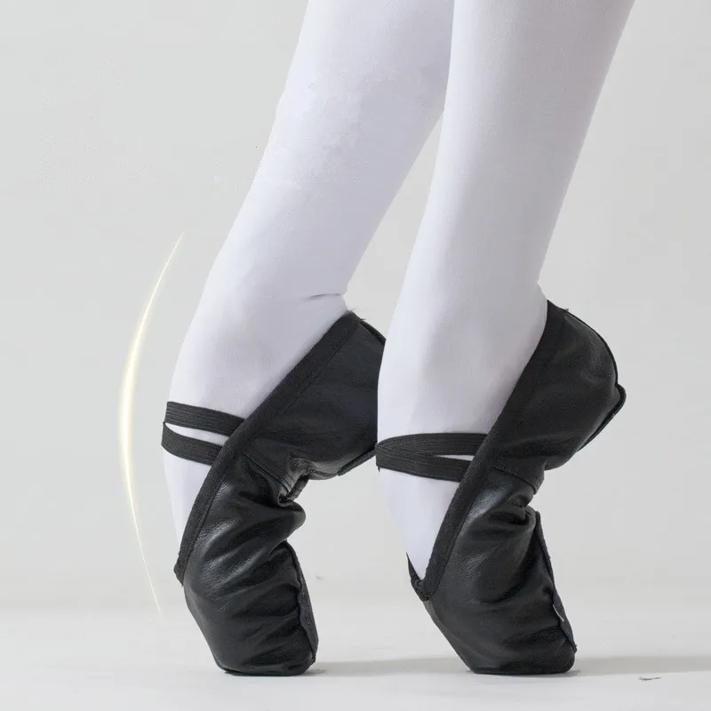 Zapatos de Ballet suaves para niña y mujer, zapatillas de bailarina de práctica de cuero genuino, transpirables y cómodas para Fitness