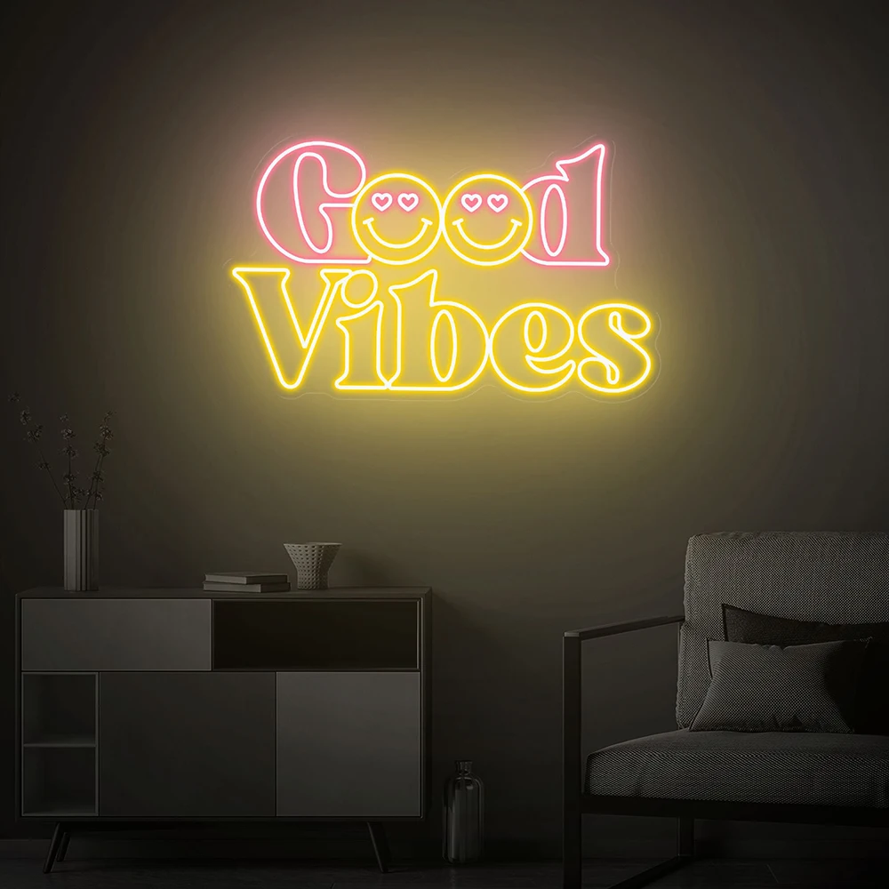 

Good Vibes Neon Sign Bedroom Home Wall Decor Light Up Wedding Party Handmade Neon Wall Artwork Bar Signs Personalized Gifts