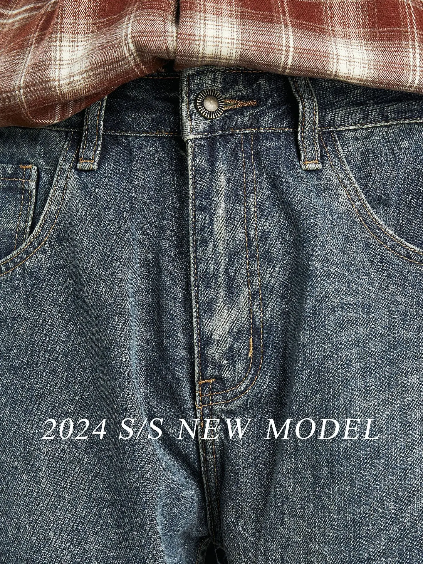 Celana Jeans Pria Yizhi Model Retro Amerika, Celana Daddy Draperi Musim Semi dan Gugur, Celana Ukuran Besar