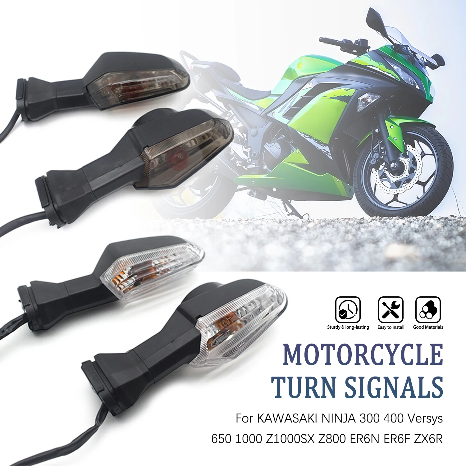 For KAWASAKI NINJA 300 400 Versys 650 1000 Z1000SX Z800 ER6N ER6F ZX6R Motorcycle Rear Front Flasher Turn Signal Indicator Light