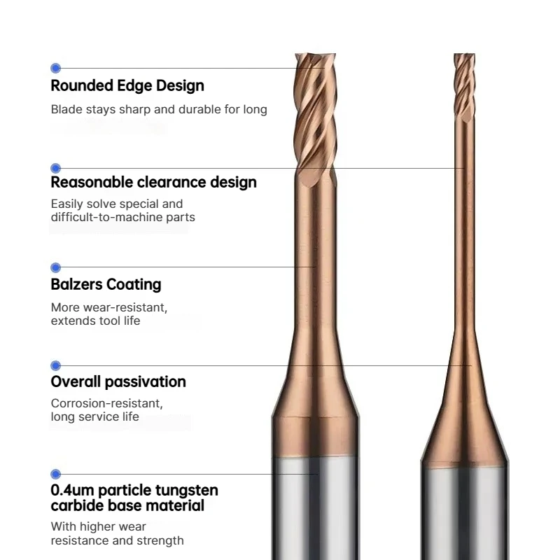 HRC60 4-Flute Deep-Slot Carbide End Mill, Tungsten Steel CNC Router Bit, Premium Face Milling Cutter for Hardened Steel