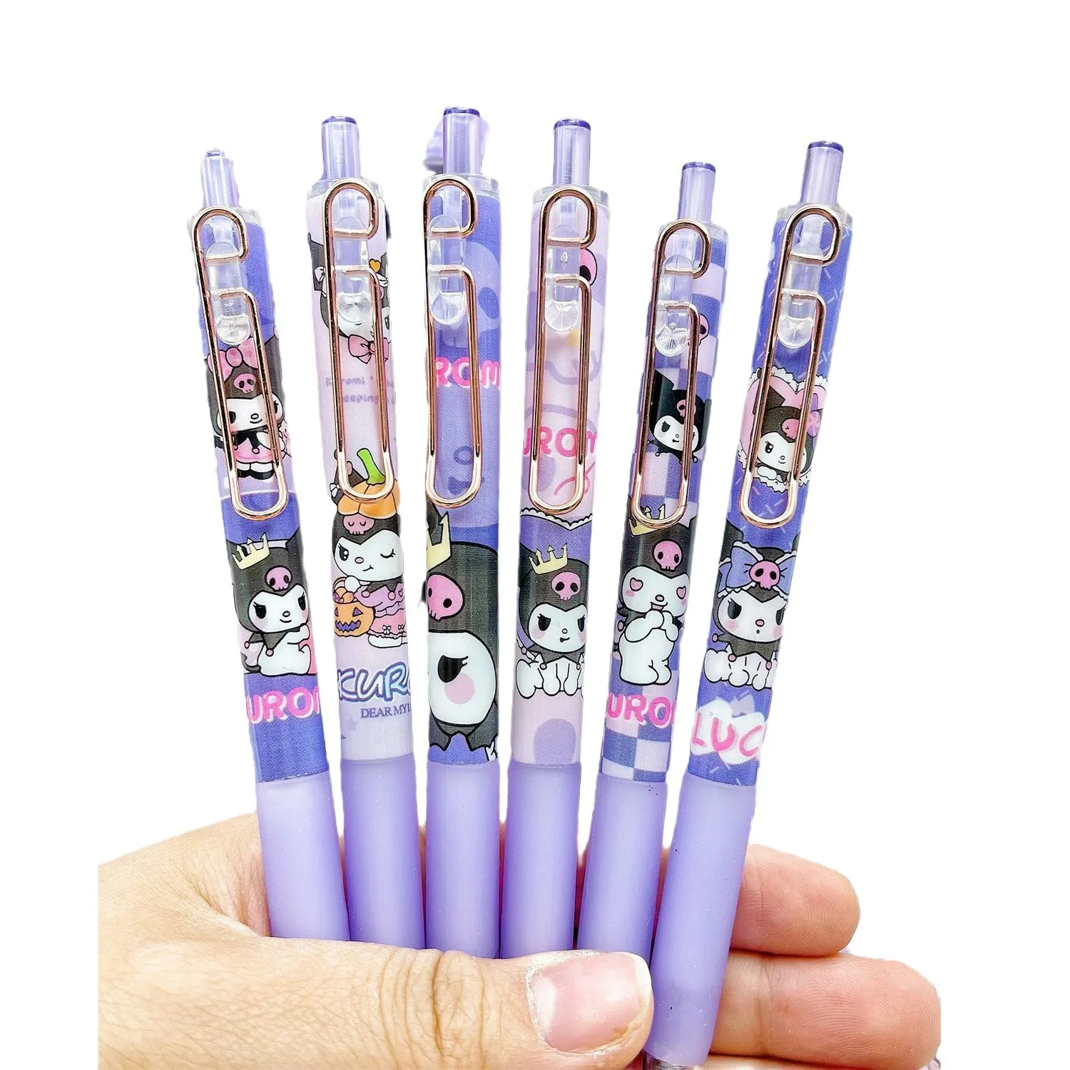 Długopis Kuromi Blind Box, długopis neutralny z motywem kreskówkowym, wysokiej jakości metalowy klips, długopis wciśniany, czarny wkład 0.5, końcówka laserowa ST.