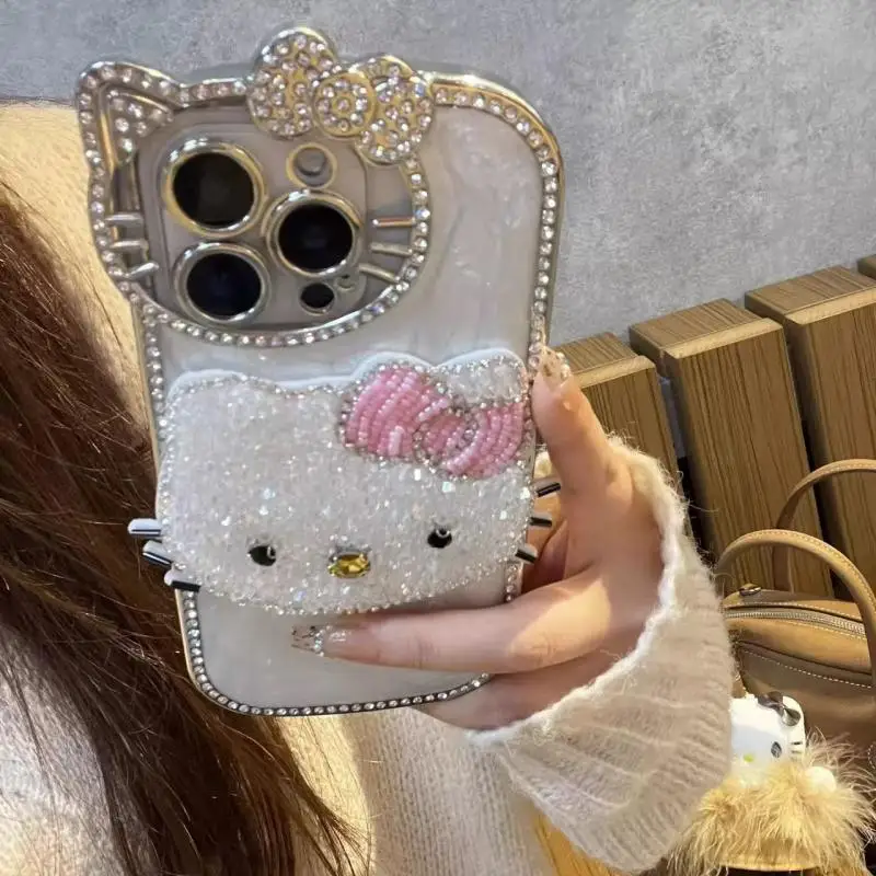 Sanrio Hello Kitty Phone Case Student Anime Cartoon Iphone16/15/14 Pro Max Girl Cute Kawaii Anti Fall Phone Case Birthday Gift