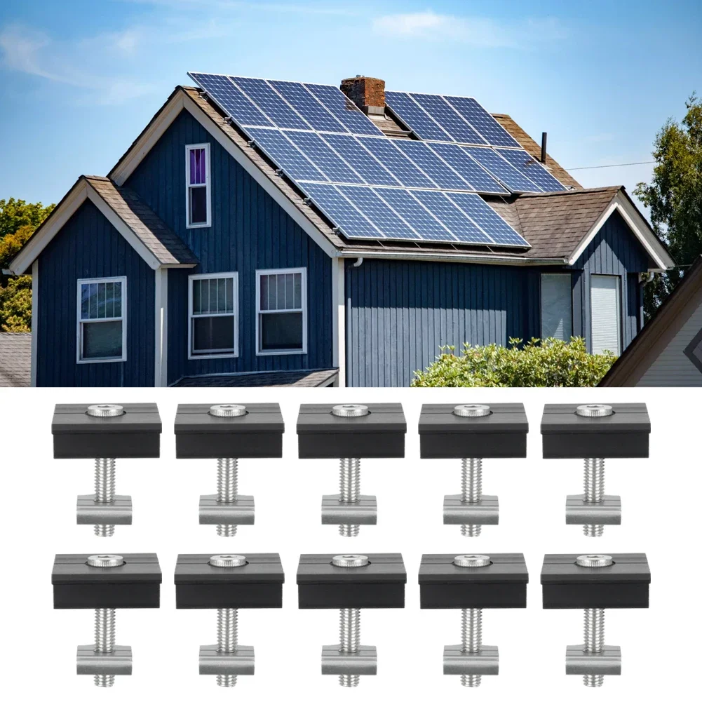 4 szt. wspornik panelu słonecznego Mocowanie zacisku końcowego PV Mocowanie środkowego zacisku 30 mm/35 mm PV Panel słoneczny Zaciski do montażu Uchwyt Szyna montażowa — zdjęcie 6