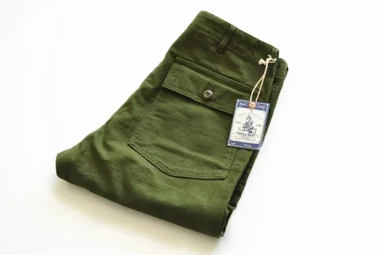 SauceZhan OG107 Utility Fatigue Pants Militärhose Classic Cargo Olive Herren-Bäckerhose aus Satin-Baumwolle mit gerader Passform